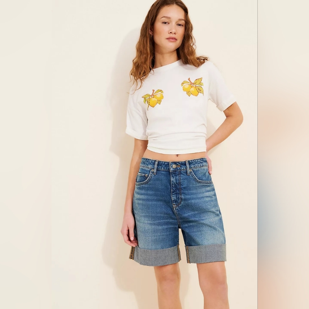 Anthropologie Pilcro The Austyn High-Rise Cuffed Jean Shorts Size 26 - Picture 15 of 16